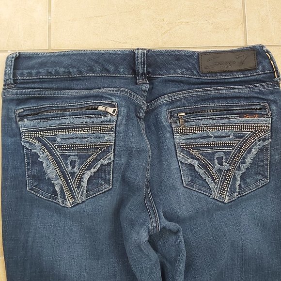 Jeans Seven7 Women Size 28 x 31 inseam Slim Straight Low Waist Zippered Pockets - Picture 11 of 16